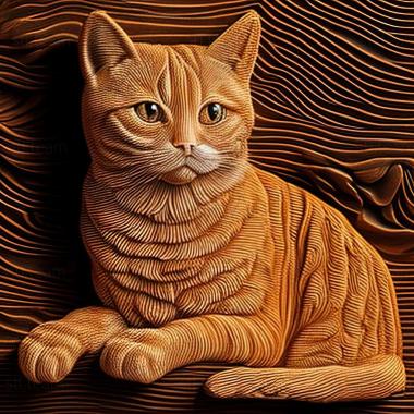 3D model American Wirehair cat (STL)